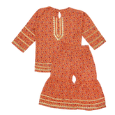 ORANGE PRINTED KURTI & GHARARA